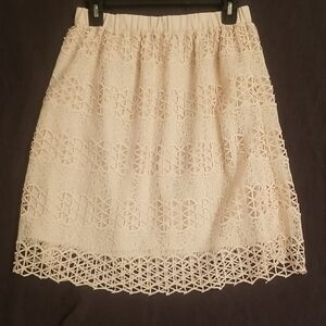 Vince Camuto Cream Lace A-Line Skirt